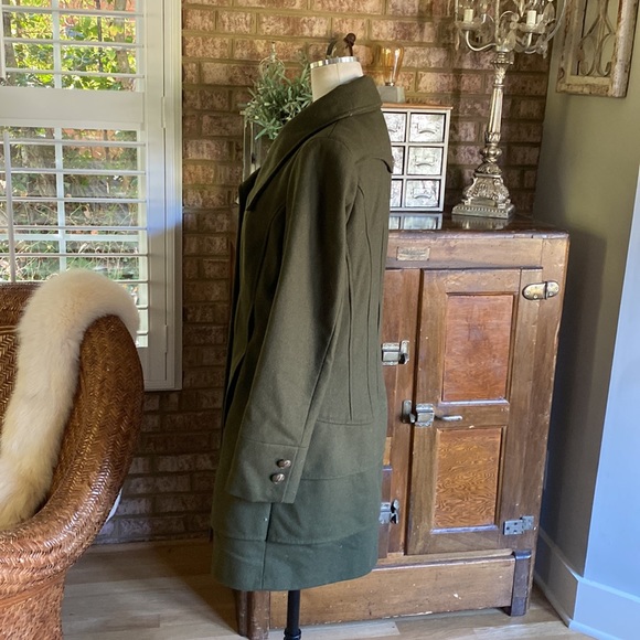 New York & COMPANY MILITARY STYLE BUTTON WOOL BLEND PEA COAT MEDIUM NO BELT - Picture 4 of 10
